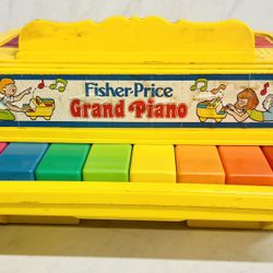 Vintage Fisher-Price 1986 Grand Piano Yellow With Multi Colored Keys #2201
