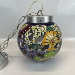 Talavera Mexican Pottery Hanging Light Beautiful Handmade