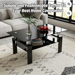 Glass Coffee Table for Living Room, Modern Coffee Table 