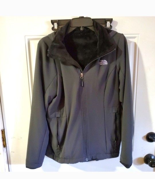 THE NORTH FACE Full Zip Stretch Black Hooded Softshell Jacket Women's Size M