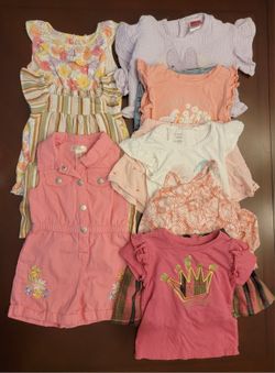 Lot of 8 Toddler Girl Outfits, Shorts/Skort Sets & Rompers, Sz 2T, Mixed Brands