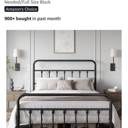 New Full Classic Metal Platform Bed Frame Mattress Foundation with Victorian Style Iron #611253