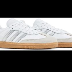 Adidas Samba OG White Silver Metallic Grey JI2725 Women's Sz 8.5