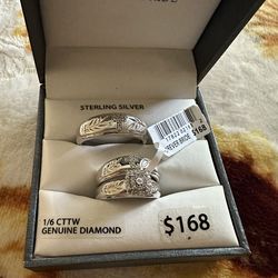 1/6 CTTW genuine Diamond, Sterling Silver Bridal Set