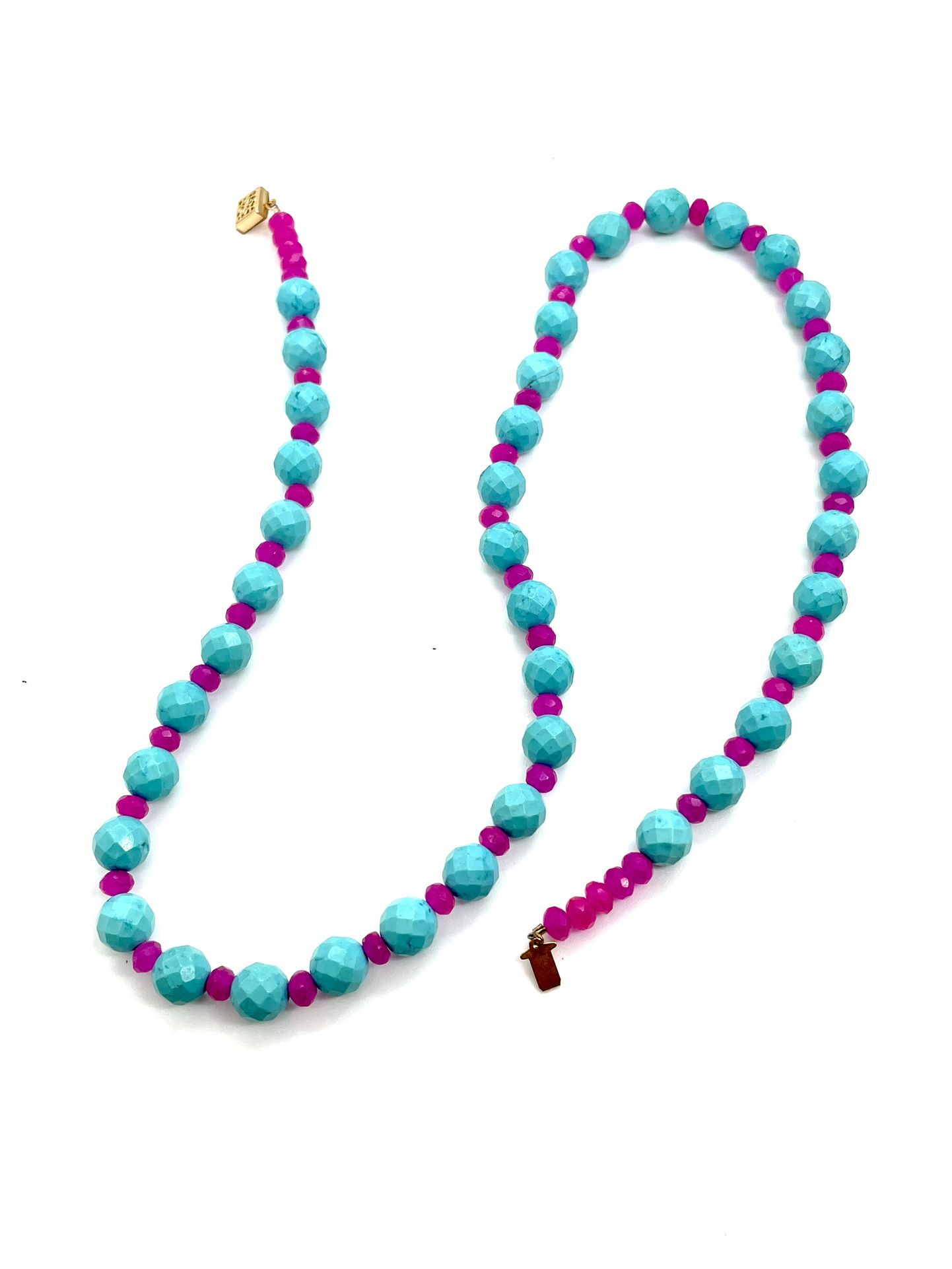 Turquoise And Ruby Beaded Necklace