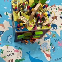 B Toys Zany Zoo Wooden Activity Cube for Toddlers