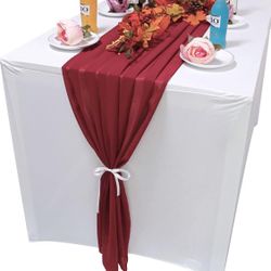 3 Pack Chiffon Table Runner, Wedding Table Runner 120 Inches Long 10ft Sheer Wedding Shower Decor 29x120 Inches Table Runners For Wedding Engagement P