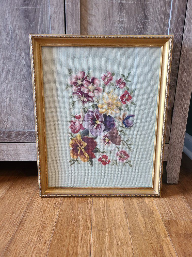 Hand Embroidered Floral Wall Decor