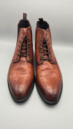 Robert Graham Skull Embossed Lace-Up Leather Boot - Size 10