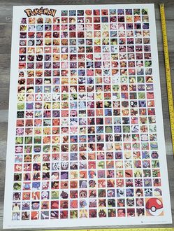 Pokemon 2007 Pokedex Poster! LIKE NEW--NEVER HUNG OR USED! Large 36" inches x 24" inches