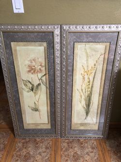 Flower Wall Frames (Pair) 43x19In