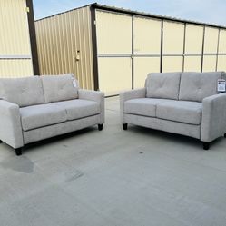 2 Band New Taupe/Light Beige Loveseats 