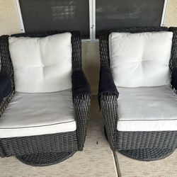 Wicker Patio Swivel, Rocking Chairs (2). REDUCED to  $150