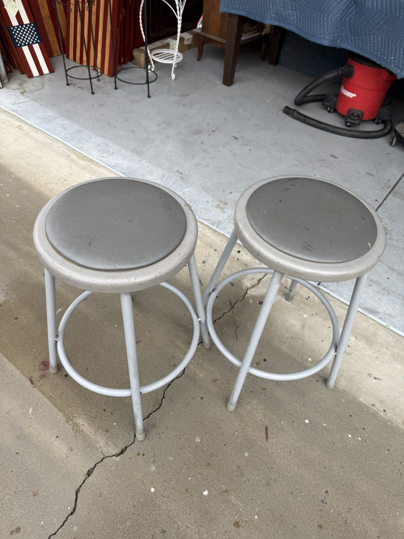 2 Metal Shop Stools