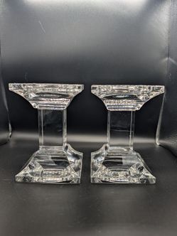 Pair of heavyweight crystal candle holders