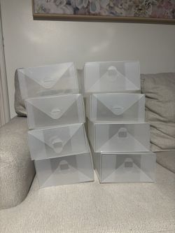 8 Plastic Reusable Shoe Boxes