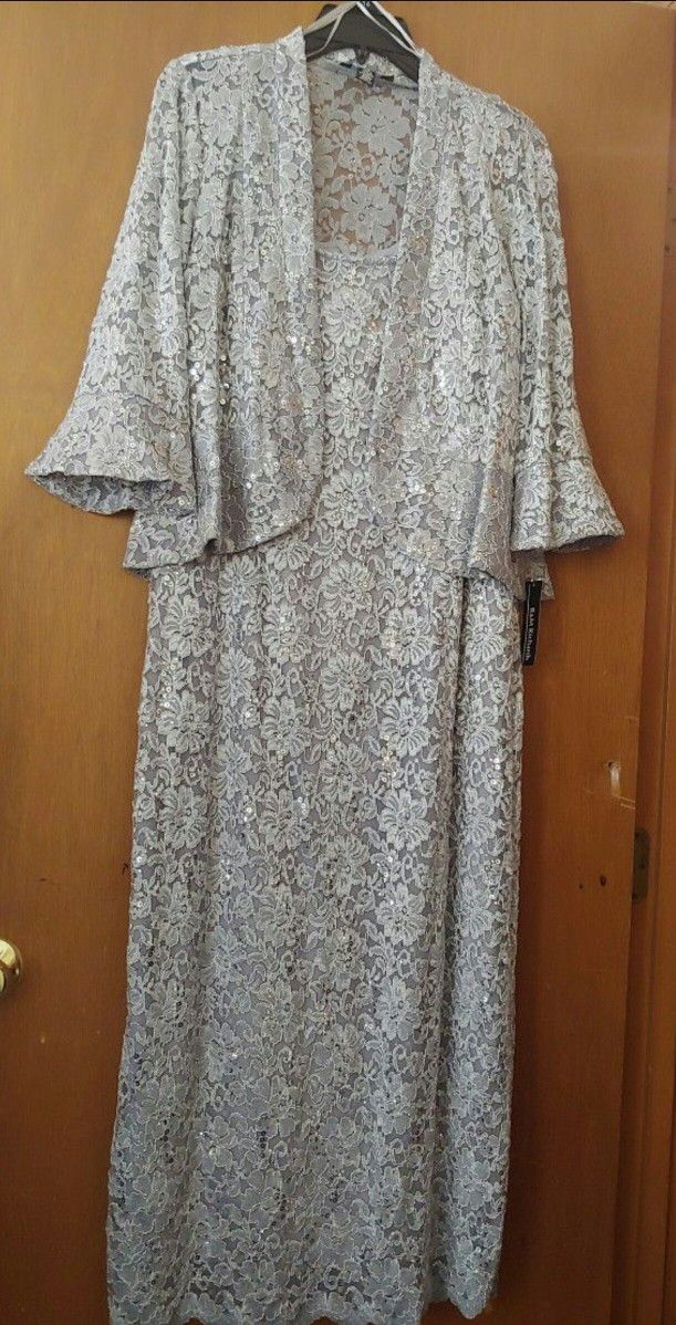 Silver Stretch Sequin Lace Dress