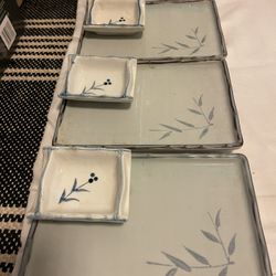 Japanese ceramic pot pottery sushi set for four