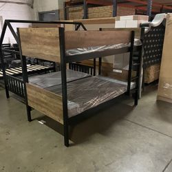 Twin bunk bed. Comes in espresso & white. Assembly required. Assembly not included. Taxes included. Free delivery.  Bunk bed only-$220 Bunk bed with m