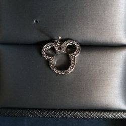 Mickey Mouse Silver Pendant  W Silver Chain