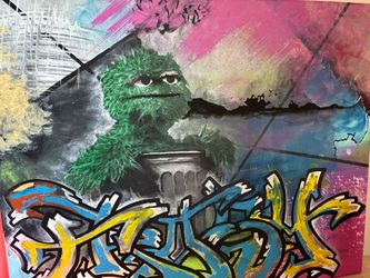 Oscar the Grouch Graffiti Street Art Painting