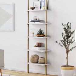 Brand new in box Theo White 5-Shelf Ladder Bookcase or Bookshelf