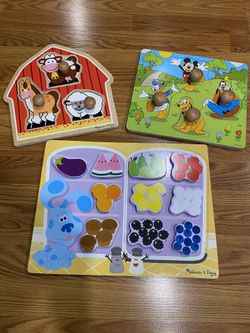 Melissa And & Doug Wood Puzzles Disney Farm Blues Clues