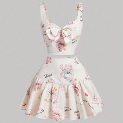 SHEIN MOD Women'S Bow Front Tank Top And Skirt Set