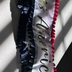 FREE- Americana Costume - Sash And White Bedazzled Cowgirl hat 