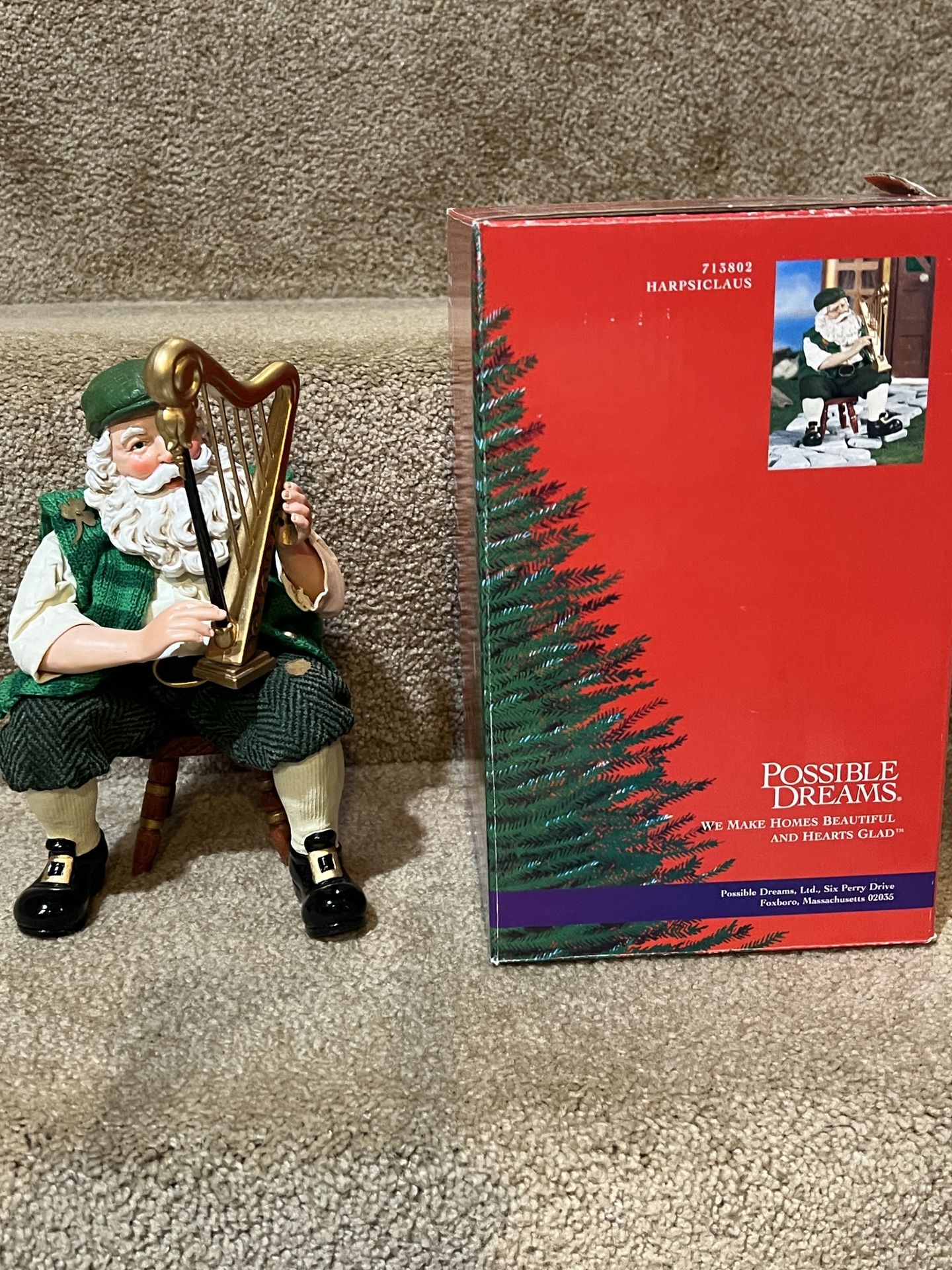 Department 56 Possible Dreams Clothtique Harpsiclaus Harp Santa Figurine w/ box