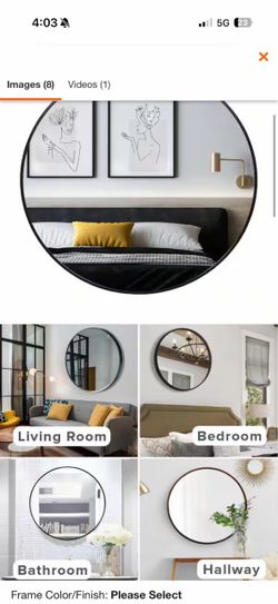 32 in. W x 3 be 2 in. H Lightweight Aluminum Round Metallic Black Wall Mirror- Contemporary Thin Profile