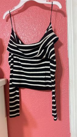 Love Tree Black and White Striped Top
