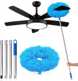 Ceiling Fan Cleaner Duster with Extension Pol, 12 to 51 Inch Duster Length, Reusable Microfiber Dusters for Cleaning Fan Blades, Cobwebs, Walls, Windo