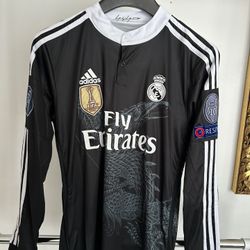 Cristiano Ronaldo #7 Real Madrid 2014 Black Dragon Jersey Long Sleeve CR7 Men’s Size Small Medium Large XL 2XL