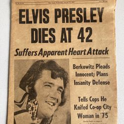 Daily News Elvis Presley Dies At 42, August 17,1977