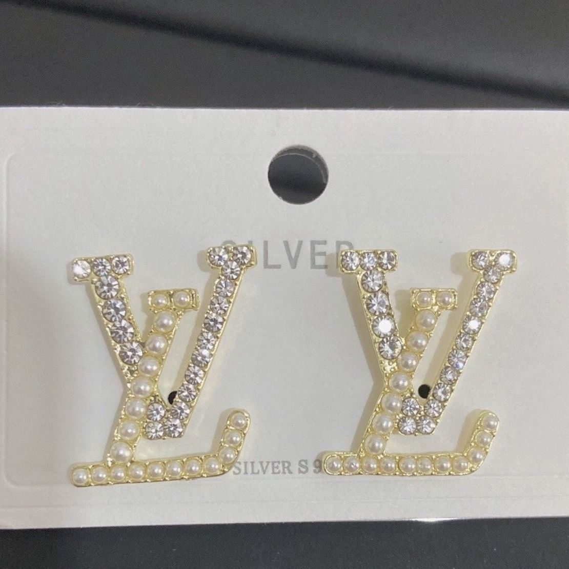 Fashion Letter Luxury Diamonds Pearl Stud Earrings Women’s Fashion Jewelry 925 Silver