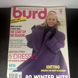 Vintage Burda Fashion Magazine October 1990 Sewing Patterns English