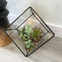Glass Decor With Artificial Plants