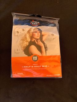 Wig half blonde half black