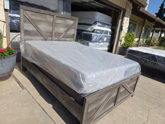 Cama madera full colchón y boxpring