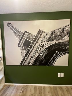 Large Eiffel Tower Black and White Canvas Print