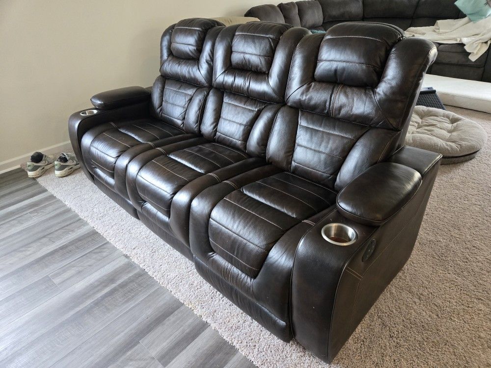 Power Reclining Leather Couch