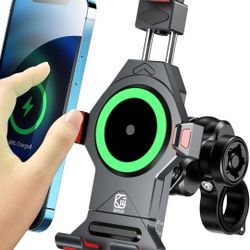 Motorcycle Phone Mount with Qi 15W Wireless Charger