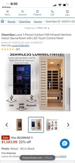 SteamSpa Lucia 1-Person Infrared Sauna Room