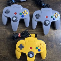 3 Nintendo 64 Controllers Original OEM