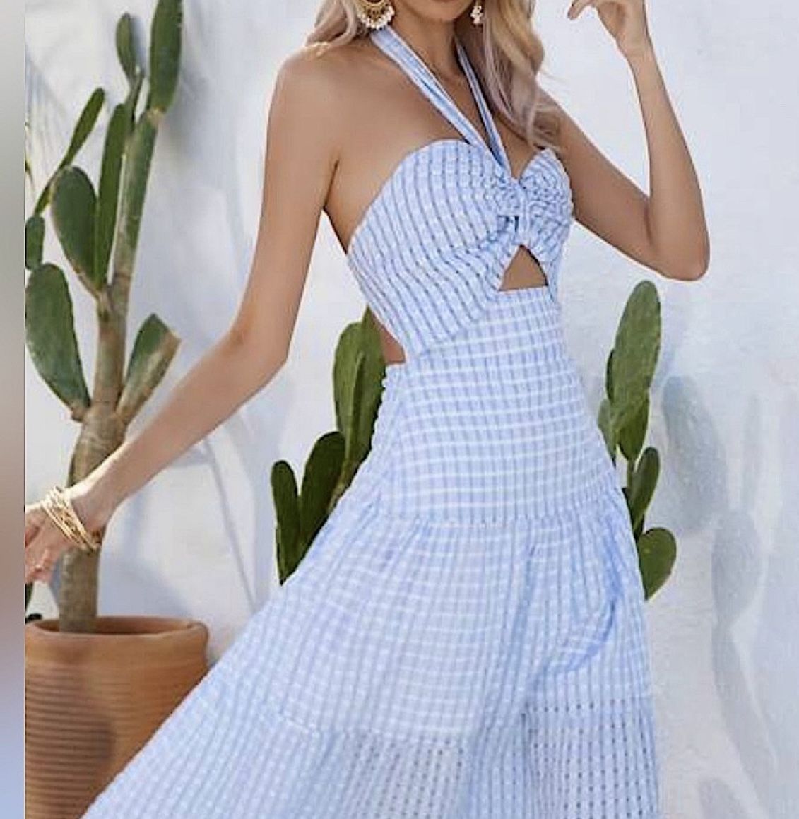 NWT, Lavishly Paris Women's Baby Blue Striped Maxi Dress