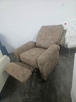 ANJ Push Back Recliner Chair, Textured Fabric Overstuffed Wingback Recliner, Adjustable Pushback Chair with Padded Seat and Back, Single Reclining Sof