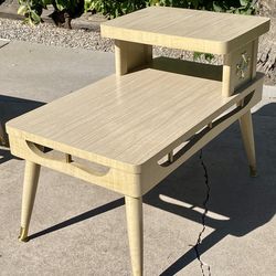 Vintage 1960's MCM Blonde 3 Table Suite - 1 Coffee & 2 Side Step Tables Atomic Amoeba Mid Century Modern