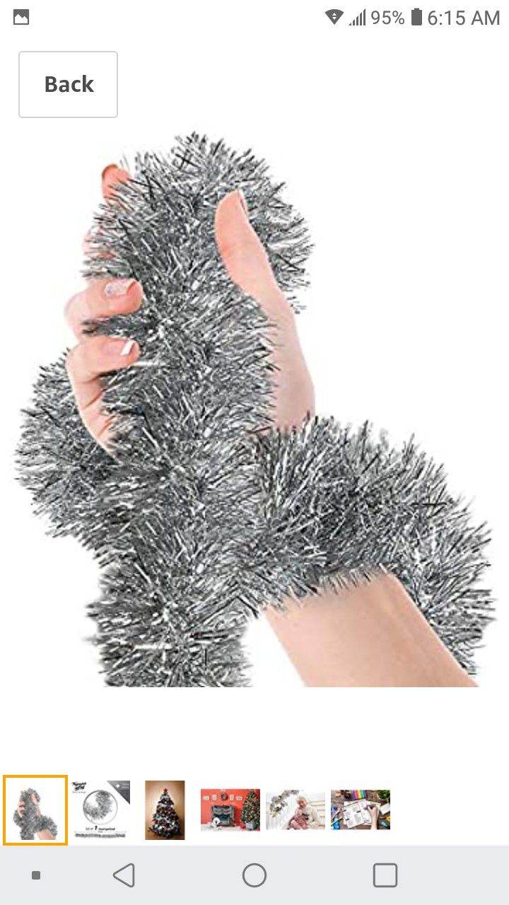 New! 3pk 6.6 ft silver tinsel garland Xmas decoration