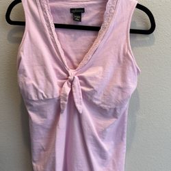 Moda by Victoria's Secret Tie Front Built-in Bra Top Shirt Sexy VS - Large Pink 